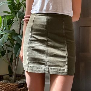 Free people mini denim skirt in olive green